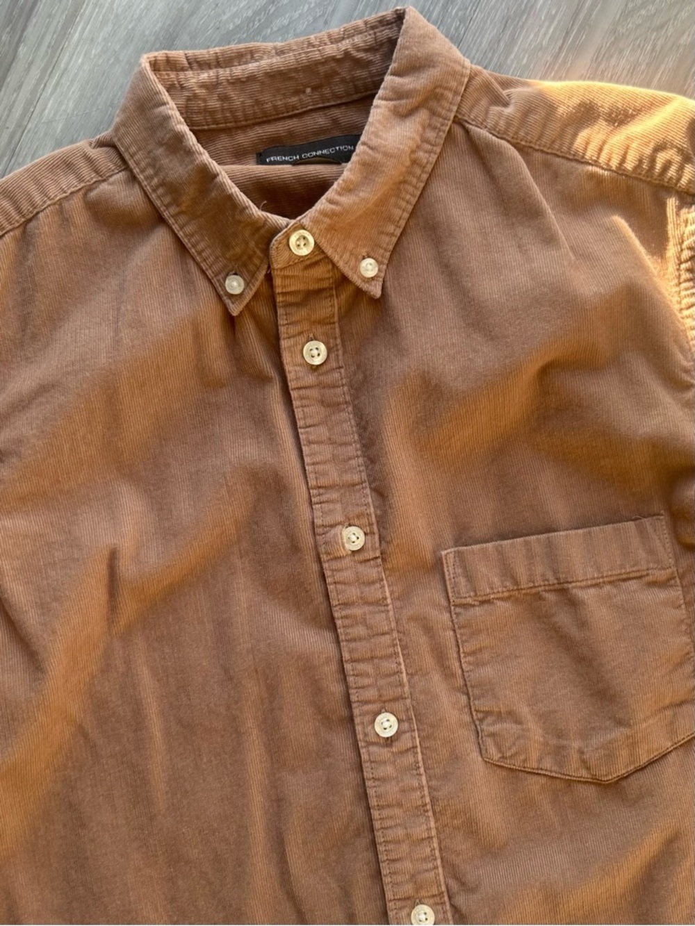 French Connection | Slim Fit Corduroy Shirt in Khaki Tan (Small) - Picture 4 of 15